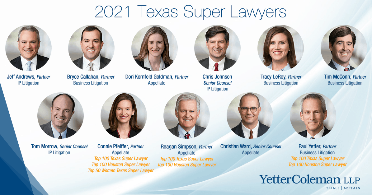 Eleven Yetter Coleman Lawyers Announced As 2021 Texas Super Lawyers