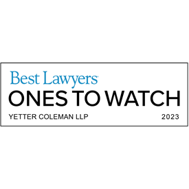Yetter Coleman congratulates five of its lawyers who are recognized as 2023 “Texas Rising Stars” by Thomson Reuters’ Super Lawyers.